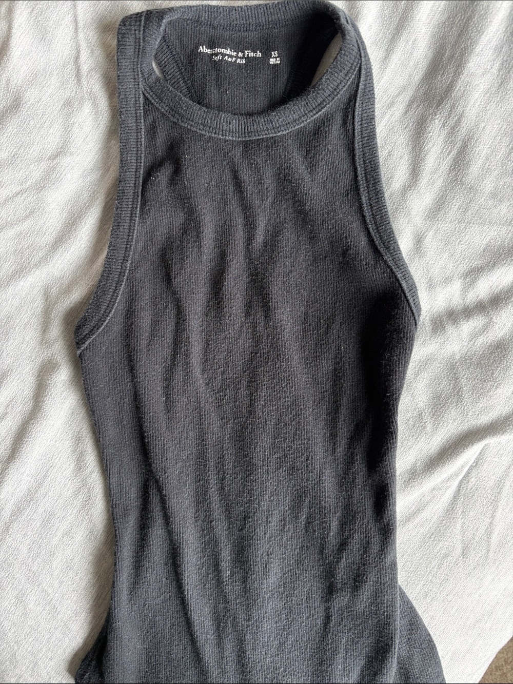 Abercrombie & Fitch Black Ribbed High-Neck Tank